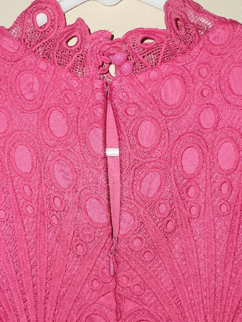 Hot Pink Lace Ruffled Mini Dress - Picture 5 of 11